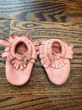 Freshly Picked Coral Fringe Moccasins